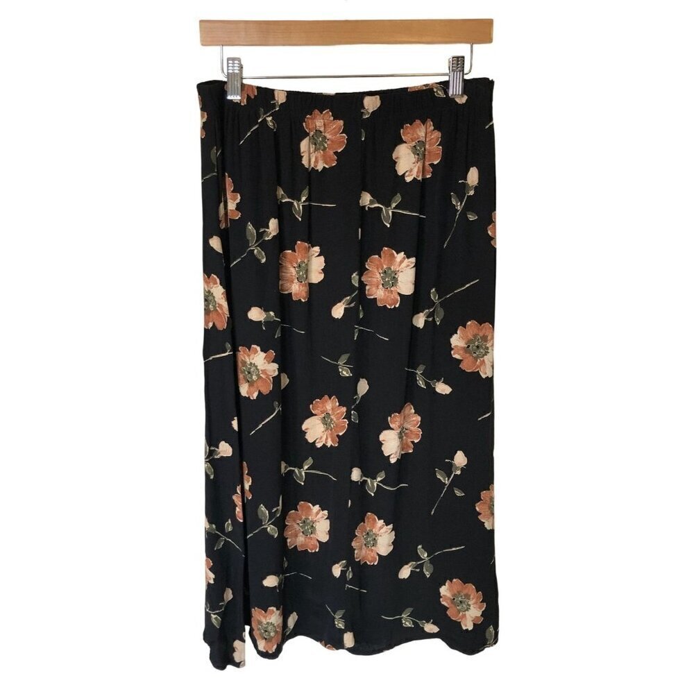 Vintage Floral Midi Skirt Womens Size 16 Made in USA Fairy Grunge Whimsigoth